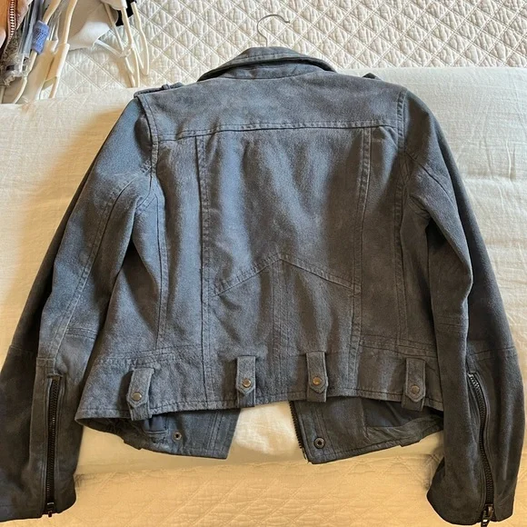 BLANK NYC Suede Moto Jacket in Slate Blue - Picture 8 of 14